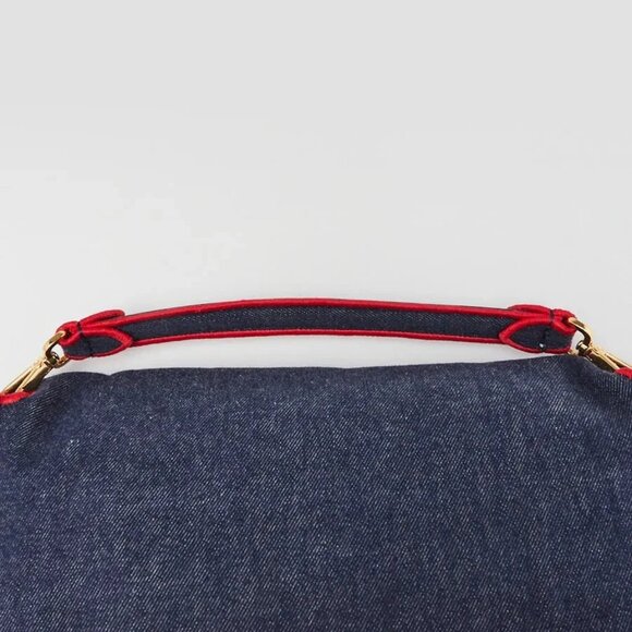 Fendi Blue/Red Dark Blue Denim Large Baguette Bag 8BR771 - Picture 8 of 12
